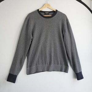 Todd Snyder Mens 100% Cotton Micro Stripe Crewneck Sweater Navy White M Preppy